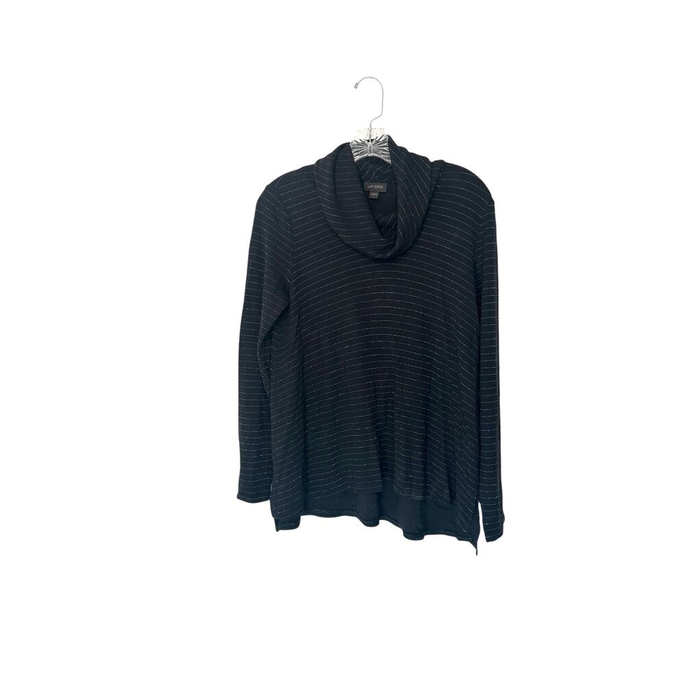 J. Jill‎ Wearever Collection Shirt Cowl Neck Long Sleeve Black Striped Small